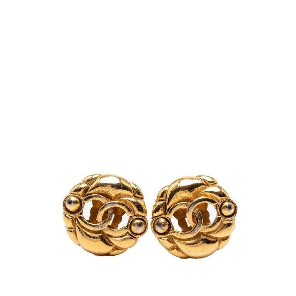 Chanel CC Logo Plated Earrings Gold